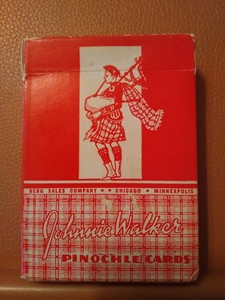 VTG JOHNNIE WALKER Pinochle Playing Cards   Linen Finish