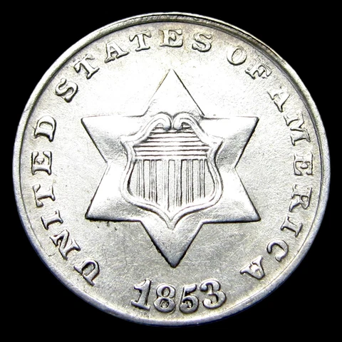 1853 Repunched Date Silver Three Cent Piece ---- Stunning Coin ---- #GG082 Cover
