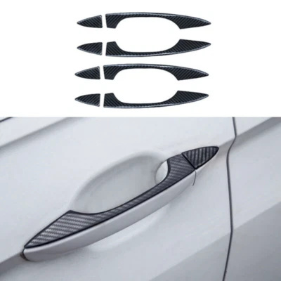 Декоративные накладки на дверные ручки из углеродного волокна стали для Volkswagen Tiguan 2017-2021 - Изображение 1 из 4