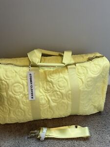 NEW STONEY CLOVER Classic LARGE PUFFY DUFFLE BAG Be Happy Yellow Smiley Face