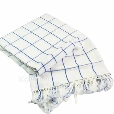 Ralph Lauren Atterbury Plaid Throw Jete Blanket 100% Linen Fringe White Blue NWT - Image 1 of 4