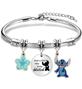 Lilo and stitch charm bracelet girls just a girl who love stitch - Picture 1 of 2