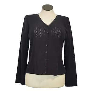 Gloria Vanderbilt klassische Gr. Large schwarze Strickjacke Pullover vorne offen Strick - Bild 1 von 7