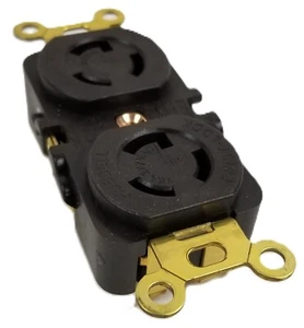 Hubbell HBL4750 Twist-Lock Duplex Receptacle Brown 15A 277V Back/Side Wiring NEW - Bild 1 von 8