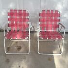 Two Vintage Fiberglass Webbed Steel Frame Folding Lawn Patio Chairs not Aluminum