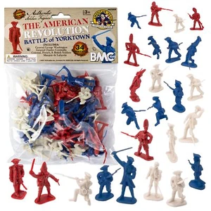 Juego de 34 figuras de juguete BMC Revolutionary War rojo blanco azul ejército hombres - Imagen 1 de 8