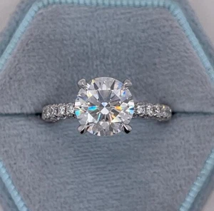 2Ct Round Cut Lab Created Diamond Women's Classic Ring 14K White Gold Plated - Picture 1 of 4