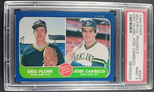 1986 FLEER #649 JOSE CANSECO Eric Plunk RC ATHLETICS PSA 9 Major League Prospect - Picture 1 of 3