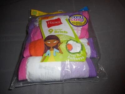 Hanes Multicolor 9 Tagless Briefs Panty For Girls Size 4 - Image 1 of 4