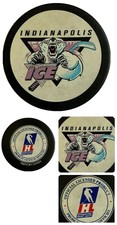 INDIANAPOLIS ICE VINTAGE IHL TRENCH CANADA VEGUM MADE IN SLOVAKIA HOCKEY PUCK