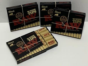 FOUR PACKS of the New! RAW BLACK W-WIDE Pre-Rolled Tips - 18 tips per pack - Picture 1 of 3