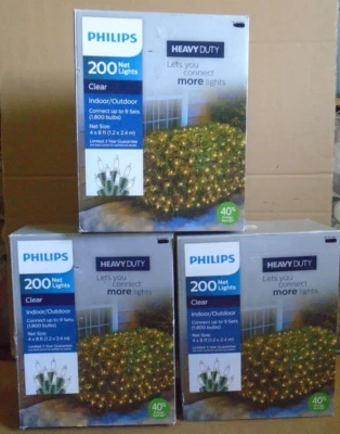 PHILIPS Red de Alta Resistencia Luces Transparentes Alambre Verde (3 Cajas) 200 Luces para Caja Foto 1 de 4