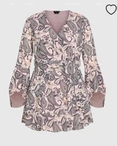 City Chic Medium Dress Paisley Pink Plus Size 18 Mini - Picture 1 of 3