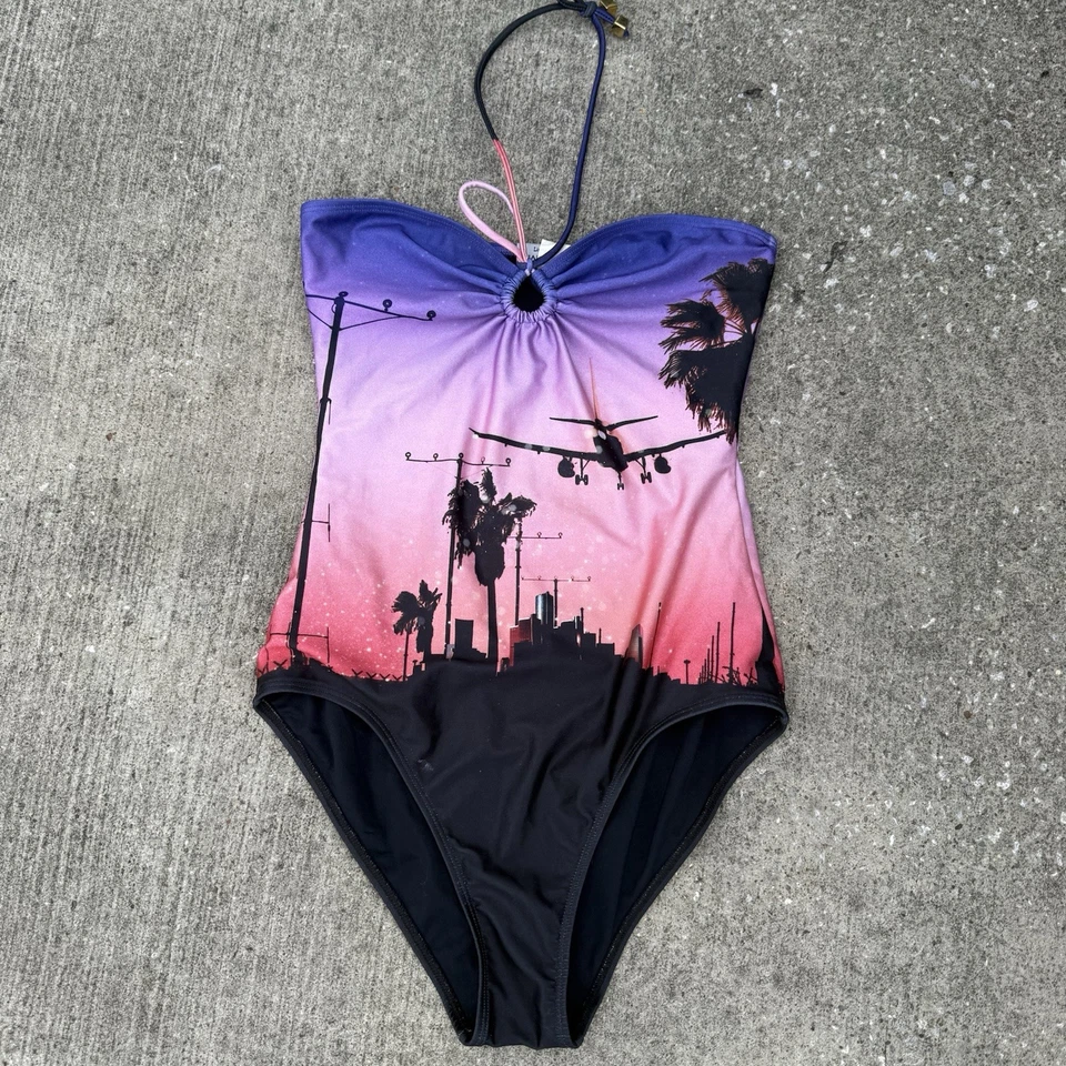 Traje de baño We are Handsome Bandeau de una pieza talla S edición limitada avión atardecer avión Foto 1 de 4