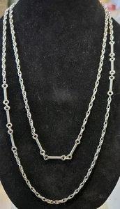 VINTAGE MONET SILVER TONE 54" Long Necklace Brutalist Design - Bild 1 von 2