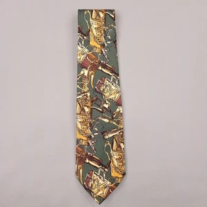 Polo Ralph Lauren Tie Mens Green Brown Silk Wine Corkscrew Botte Opener Print - Picture 1 of 7