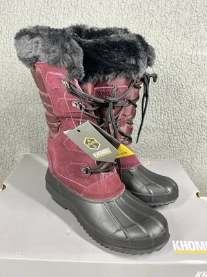 Khombu Colyn Mujer Talla 7M Alto Botas de Invierno Impermeables con Cordones Borgoña Foto 1 de 4