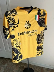 Barella Inter Milan Away Yellow Soccer Jersey US Size XL - Picture 1 of 7