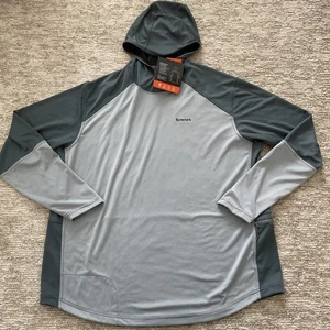 Simms Solarflex Plus UPF50 Gator Neck Hoodie Long Sleeve Grey Men’s XXL Fishing - Picture 1 of 12