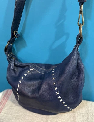 Italian CATERINA LUCCHI Midnight Demilune Pebble  LEATHER Shoulder Bag  EUC - Image 1 of 4