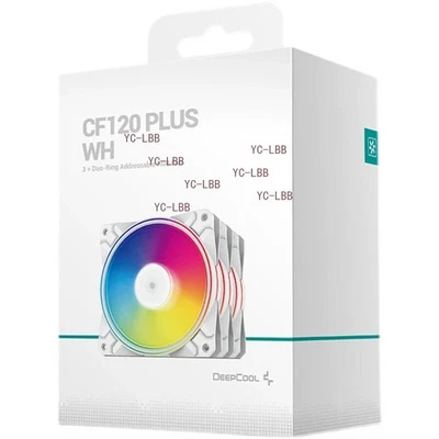 DEEPCOOL CF120 PLUS 3 in 1 kit White version 120mm 5V 3Pin ARGB PWM cooling fan - Image 1 of 4