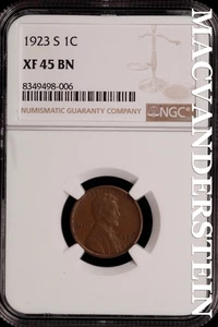 1923-S Lincoln Wheat Cent - NGC XF 45 BN - Scarce  No Reserve  #SLH60 - Picture 1 of 2