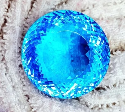 Brazilian Aquamarine Round Cut 93.60 Ct Certified Loose Gemstone With Free Gift - Image 1 of 4