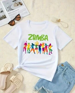 Zumba portrait Print Crew Neck T-shirt, Casual Short Sleeve Size: XS - Picture 1 of 7