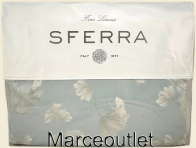 Sferra Ginkgo 5905 Long Staple Cotton Percale FULL / QUEEN Duvet Cover Aqua - Image 1 of 4