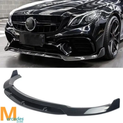 Carbon Look Front Bumper Splitter Lip For Mercedes Benz W213 E63 AMG 2016-2019 - Image 1 of 4