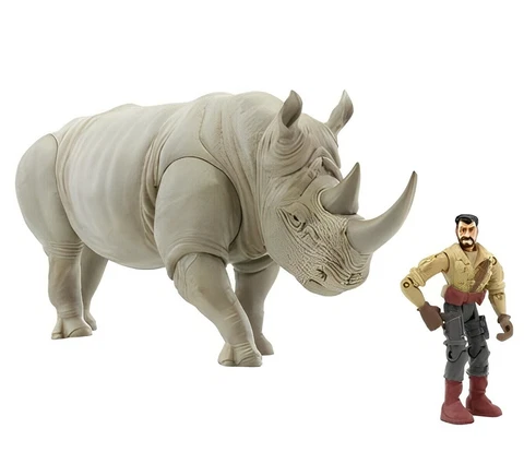 Jumanji Charging Rhino Animal With Movement & Sound, Plus Action Figure, New Cover