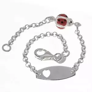 BRACCIALE IDENTITÀ BAMBINO PERSONALIZZATO ARGENTO STERLING - COCCINELLA - Foto 1 di 4