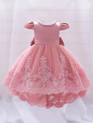 Vestidos Rosado Para Niñas de Encaje de Princesas Fiesta Quinces Bodas Cumpleaño - Изображение 1 из 4