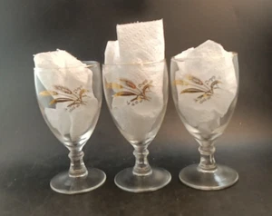 Set of 3 Libbey "Golden Wheat" Stemmed Water Glasses 8 oz - Picture 1 of 10