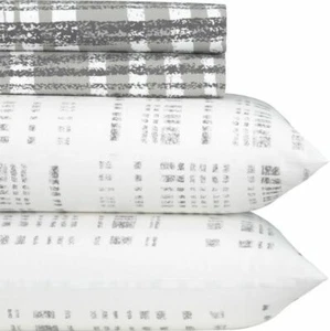 Crate & and Barrel/CB2- ORGANIC PLAID Perkal KING SHEET SET-NEU-NEU OHNE ETIKETT-LESEN - Bild 1 von 3
