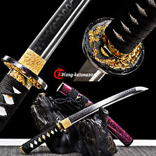 20''Tanto Clay Tempered T10 Mini Knife Katana Sharp Japanese Samurai Short Sword