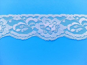 Borde de encaje ribete de encaje punta de lavado 1 m blanco 32 mm de ancho - Imagen 1 de 1