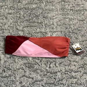 Time & Tru Women’s Pink Orange Maroon Colorblock Swim Top Size Large NWT - Picture 1 of 6