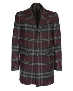 NWT EZZELINO OVERCOAT wool burgundy wool cashmere luxury Italy 46 - Picture 1 of 4