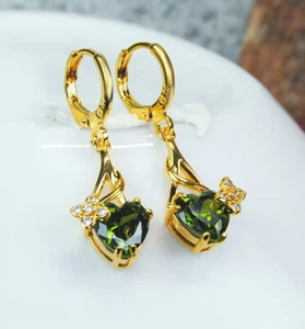 Damen- Ohrringe ausgeprägte Ohrringe Filled Gold K18 /750er Peridot +Topas - Bild 1 von 2