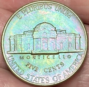 1991-D Jefferson Nickel Beautiful Lustrous Rainbow Toned Coin #4 - Picture 1 of 14
