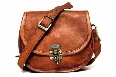 Bolso Bandolera Mensajero de Cuero Hecho a Mano Cartera (Bloqueo Giratorio) Mujer Vintage Marrón Foto 1 de 4