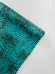 Two Tone Metallic Gator Fake Leather Upholstery, 3-D Crocodile Skin Texture Faux - Picture 1 of 2