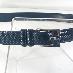 Roberto Villini Cintura in Pelle Nera 44 Uomo Pelle di Vitello Italiana 28861 Modello Tessuto - Foto 1 di 3