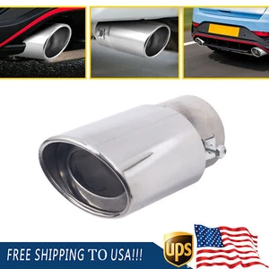 Car Stainless Steel Rear Exhaust Pipe Tail Muffler Tip Round Accessories - Foto 1 di 9