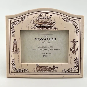 Faux Scrimshaw 3.5x5 Table Photo Frame Nautical Ship The Voyager Collection Figi - Picture 1 of 10