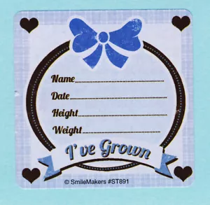 15 I've Grown Blue Large Stickers - Height and Weight - Patient, Medical - Picture 1 of 1