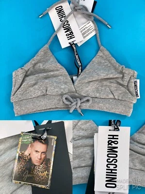 NUEVO — SUJETADOR H&M MOSCHINO GRIS HALTER TOP AGOTADO Talla 36 EE. UU. 4 Foto 1 de 4
