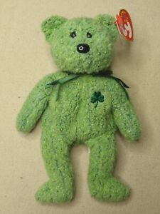 Ty Beanie Baby "Shamrock" St. Patrick's Day Bear Plush 6" Green