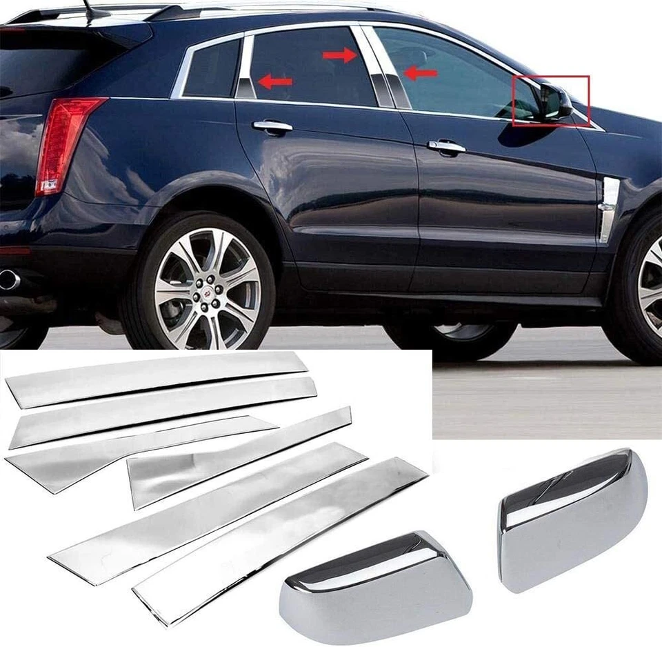 For 2010-2016 Cadillac SRX Stainless Steel Chrome Pillar Post + Mirror Covers - Image 1 of 4